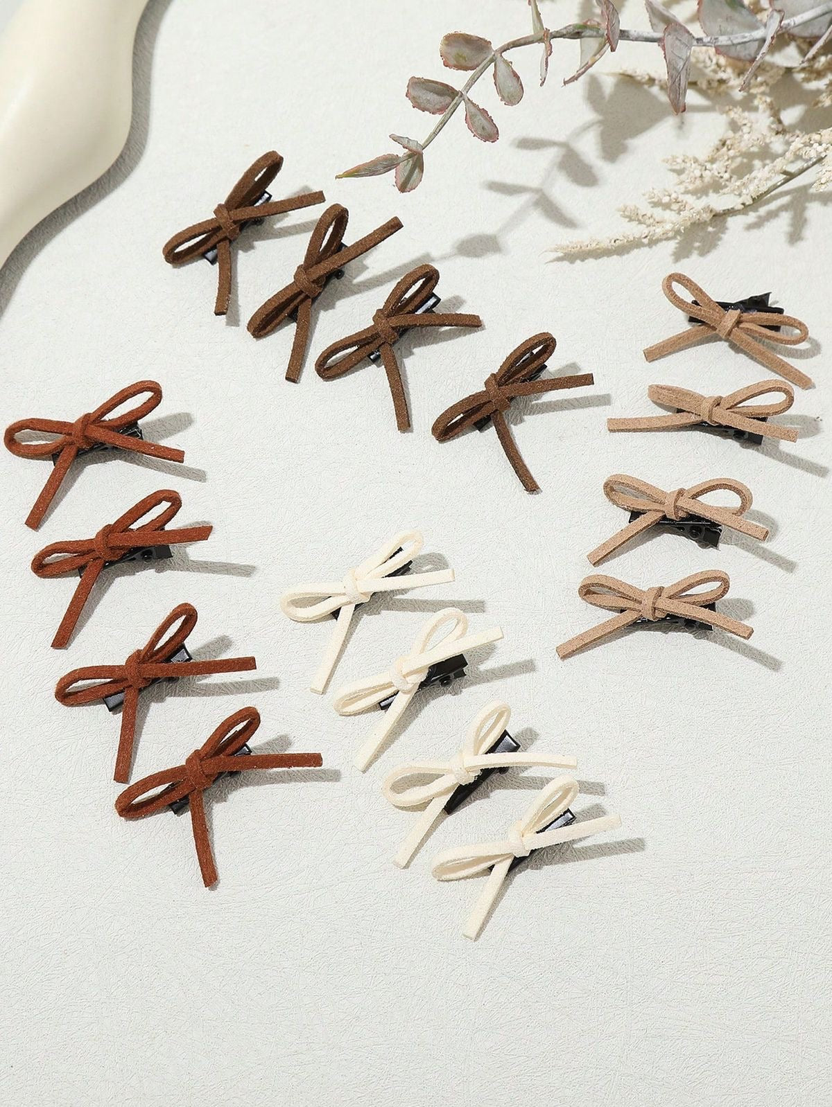 Dainty Suede Minimalist Bow Clips