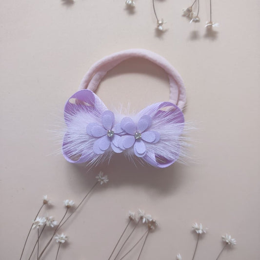 Lilac Whisper Faux-Fur Bow Headband