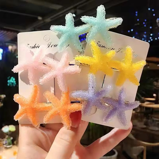 Glittering Starfish Hair Clips