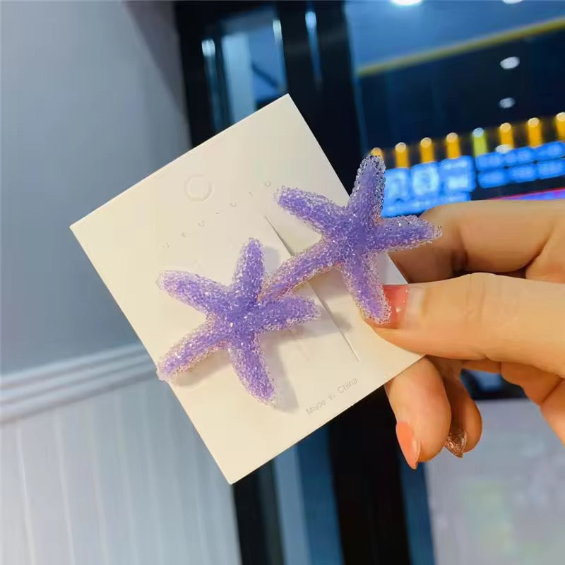 Glittering Starfish Hair Clips