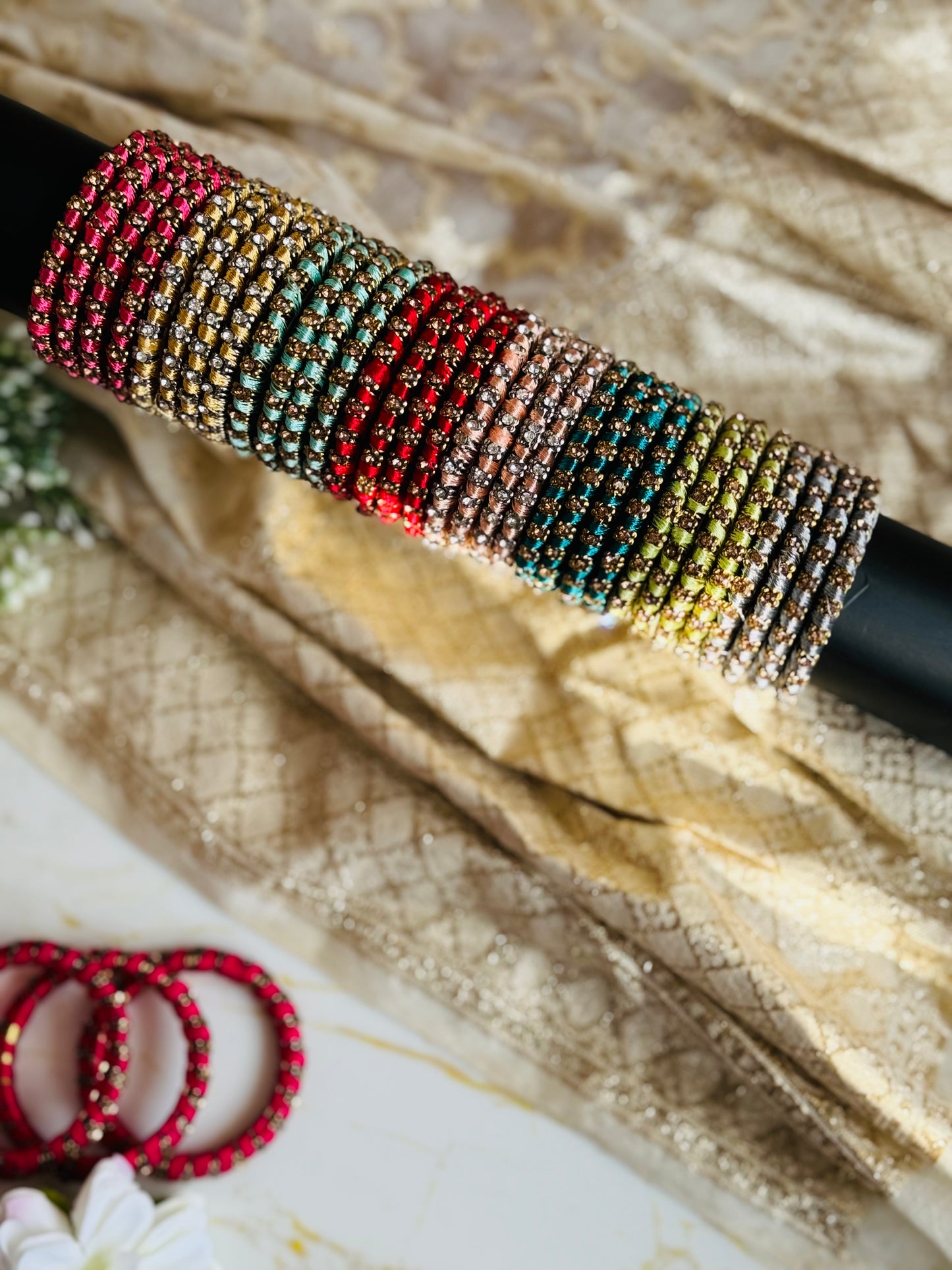 Colorful Thread Sparkle Bangles