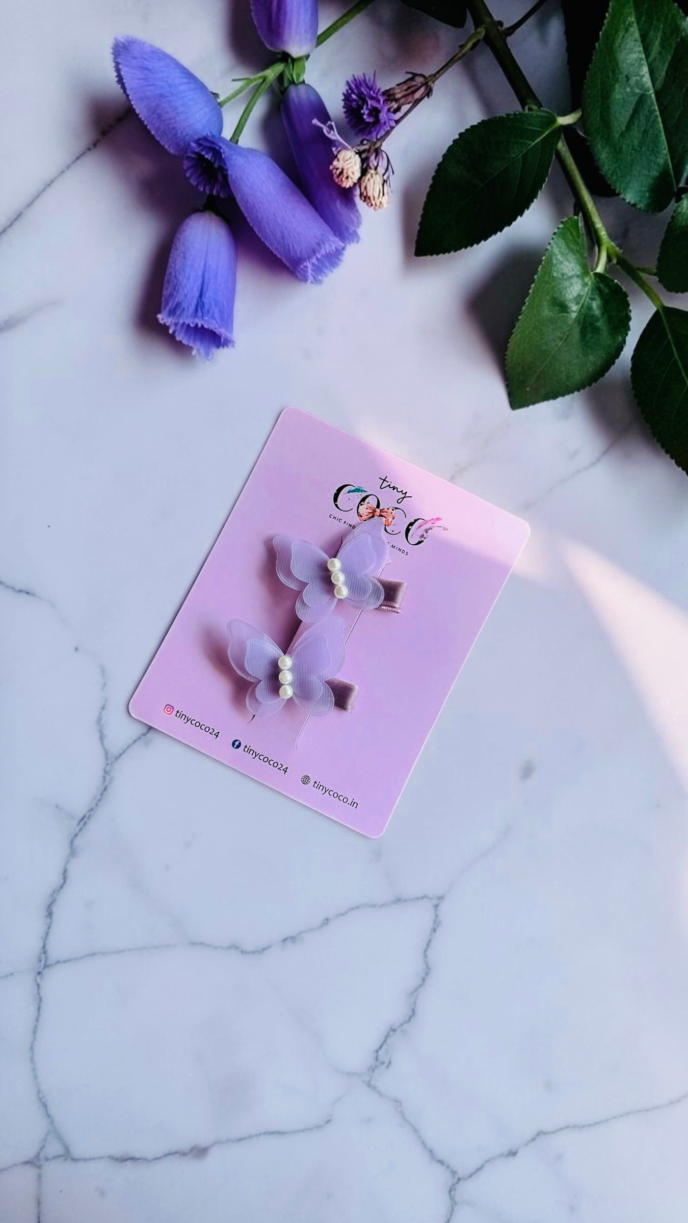 Lilac Flutter Pearl Hair Clips
