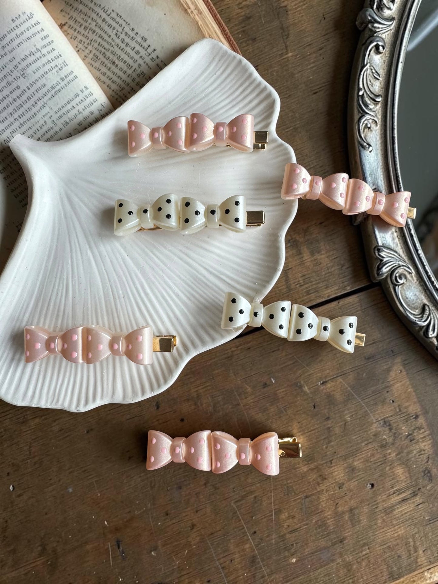 The Vintage Polka Dot Bow Clips