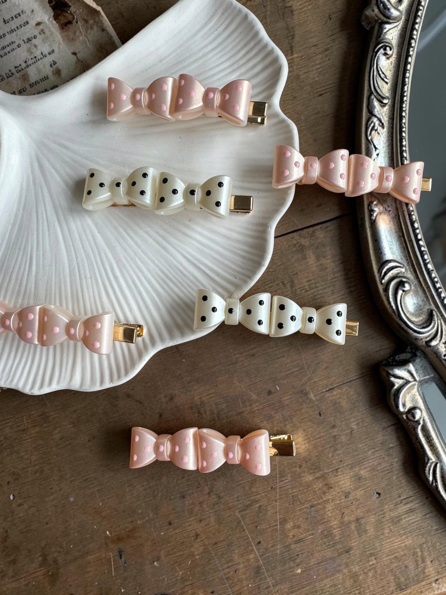 The Vintage Polka Dot Bow Clips