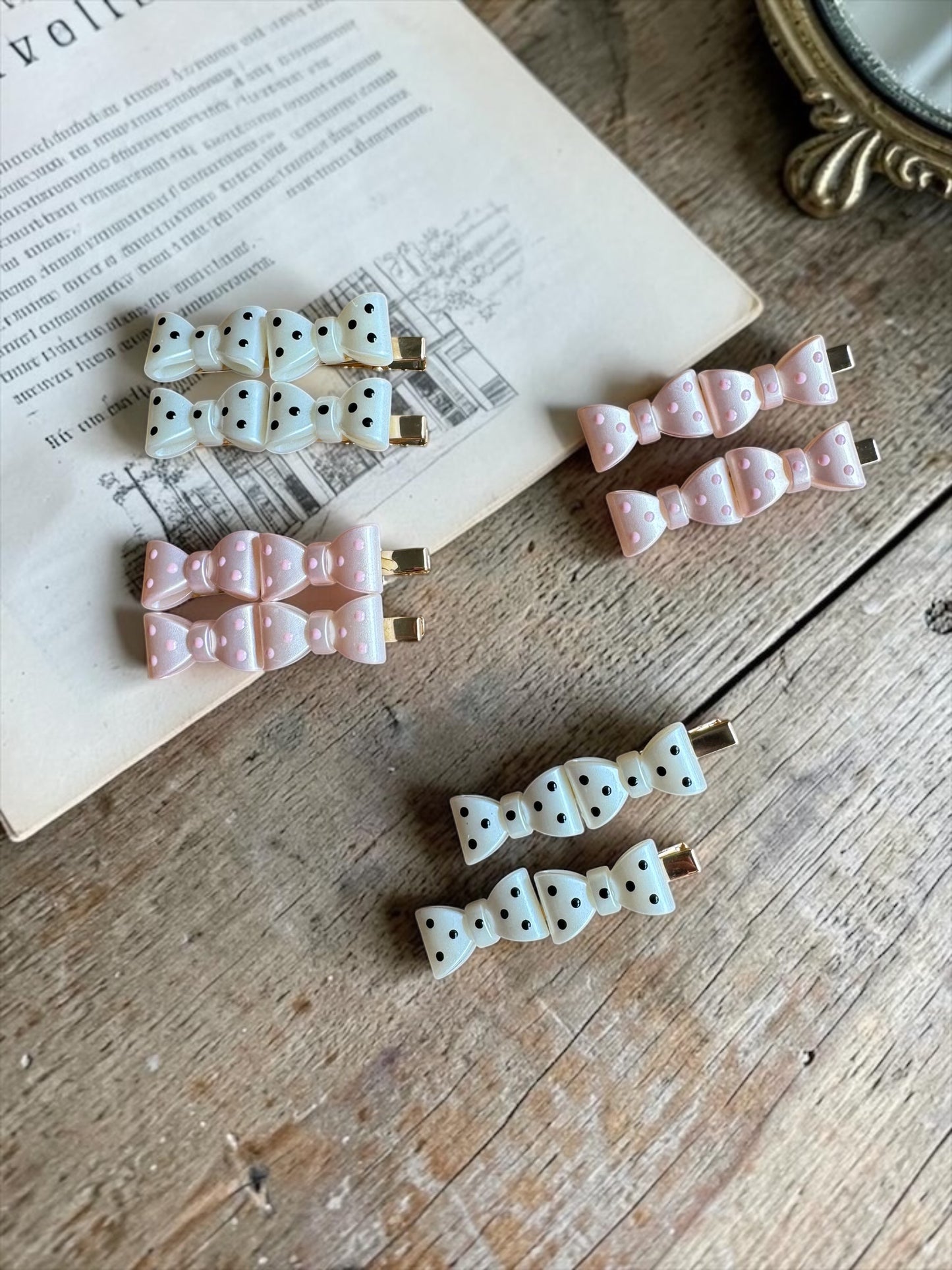 The Vintage Polka Dot Bow Clips