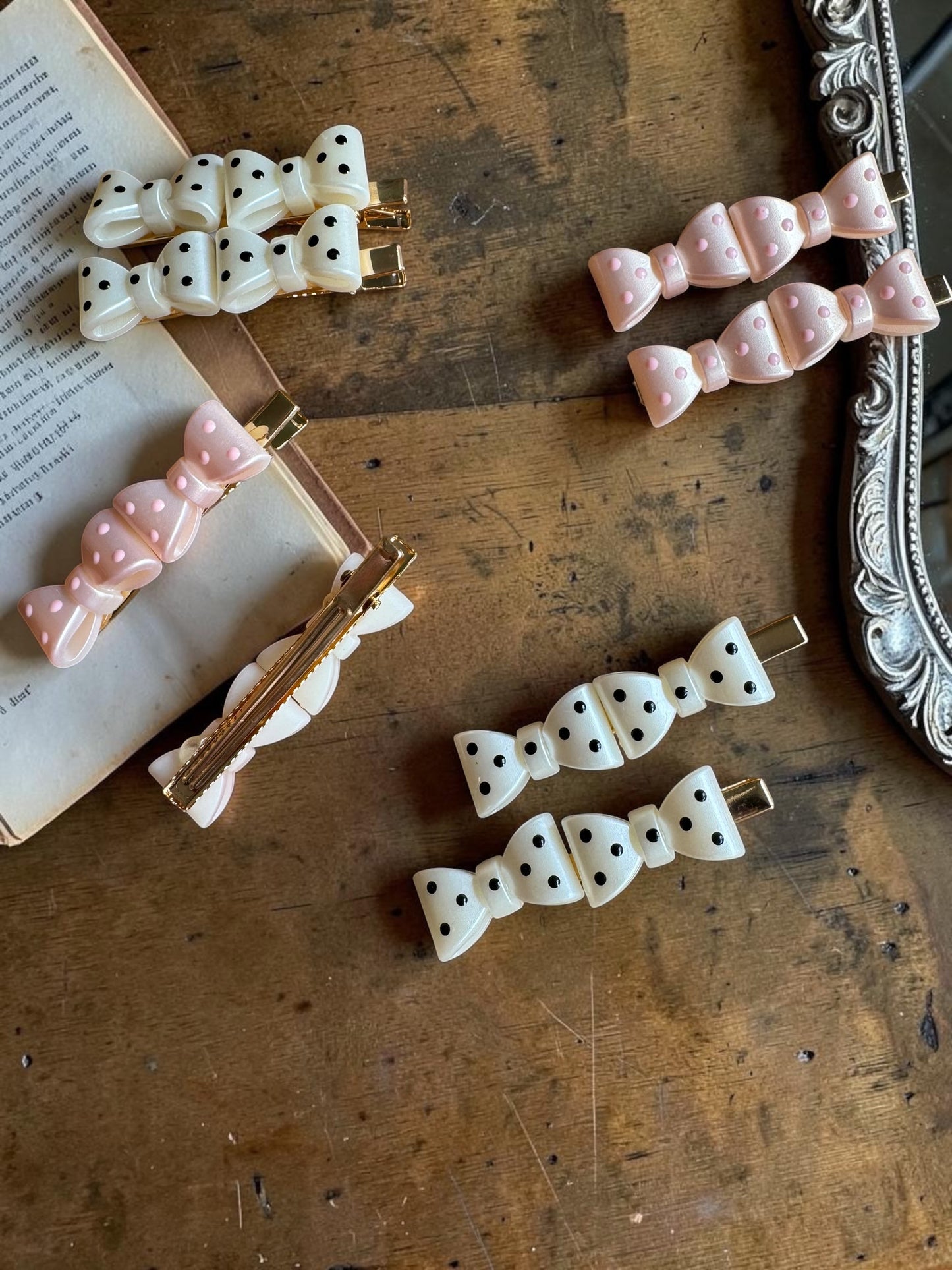 The Vintage Polka Dot Bow Clips