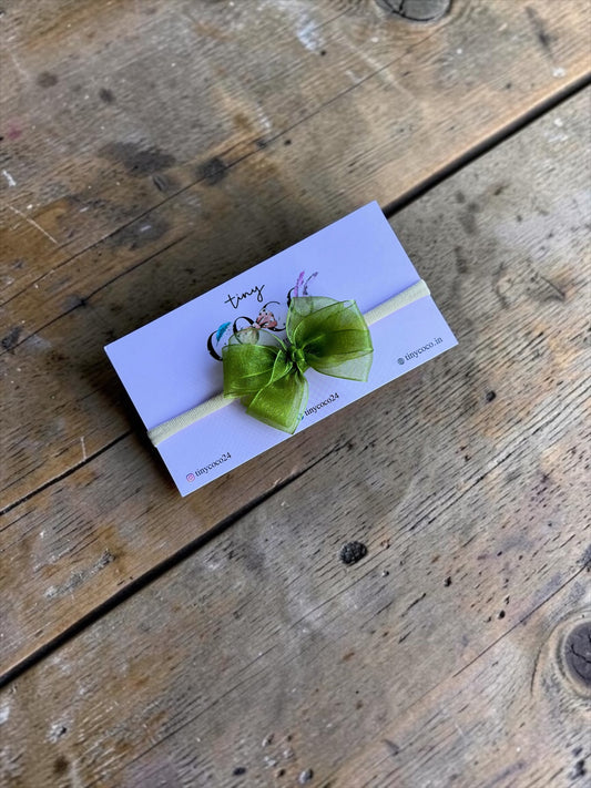 The Olive Organza Bow Headband
