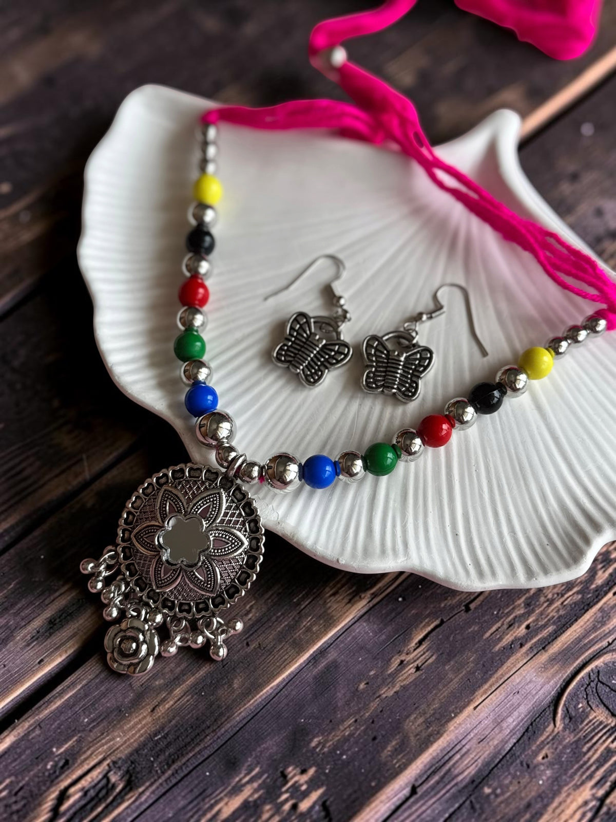 Ethnic Floral Medallion Choker Necklace Set