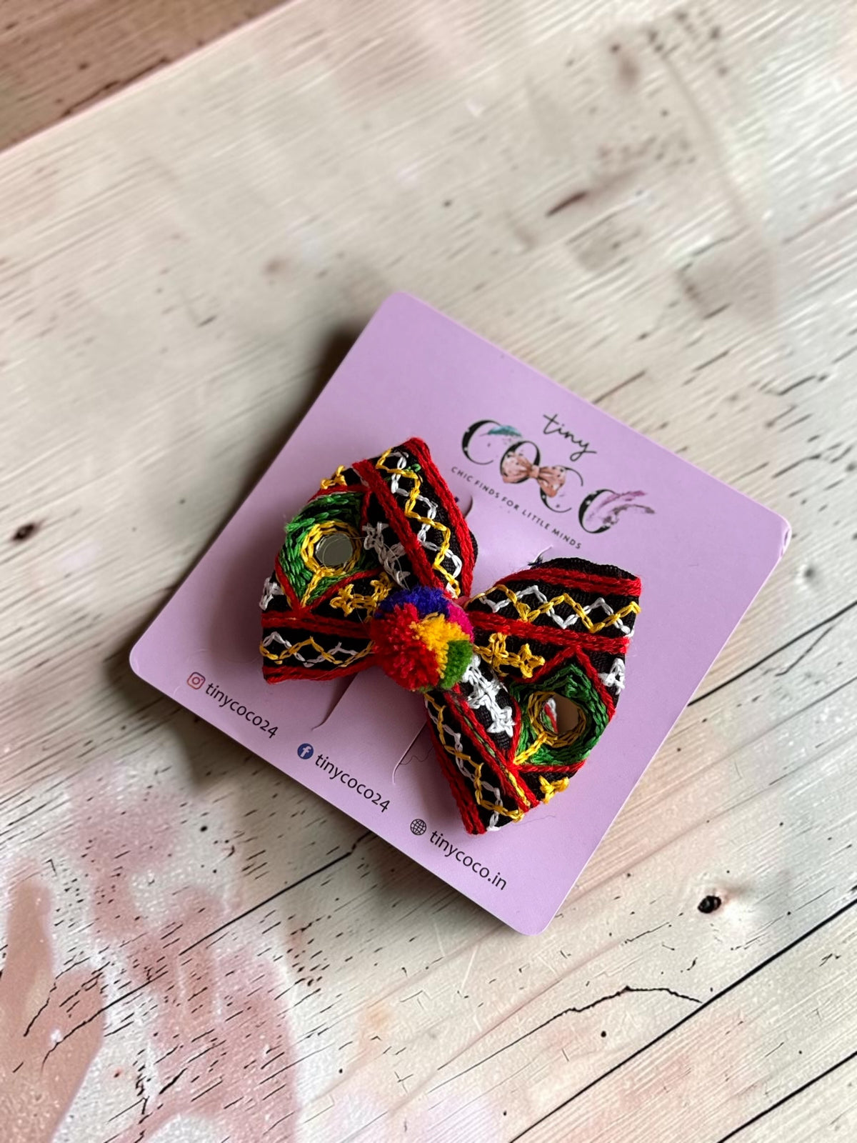 Gujarati Mirror Work Fabric Bow Hair Pin