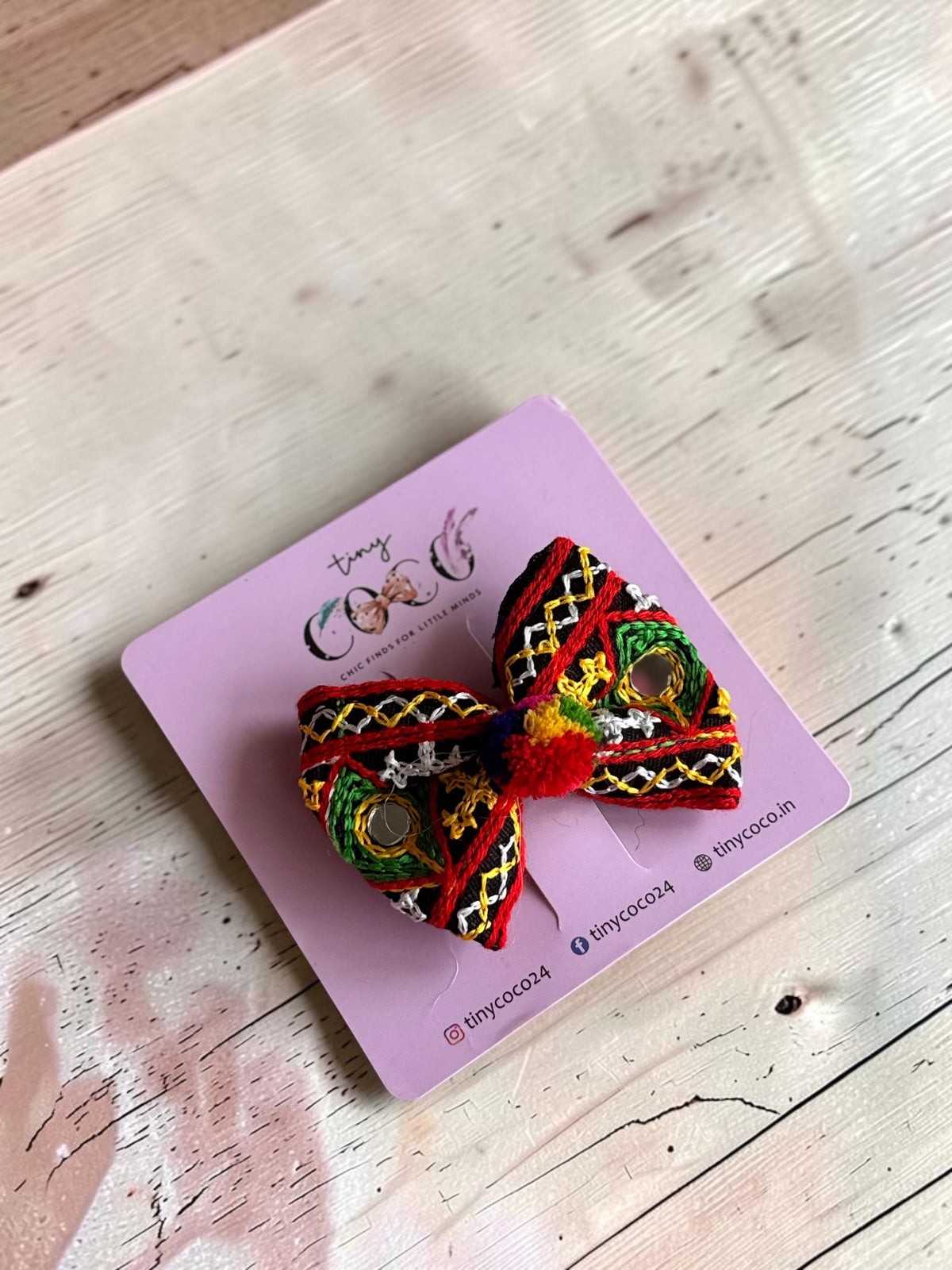 Gujarati Mirror Work Fabric Bow Hair Pin