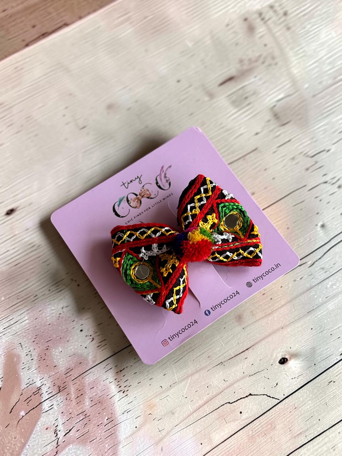 Gujarati Mirror Work Fabric Bow Hair Pin