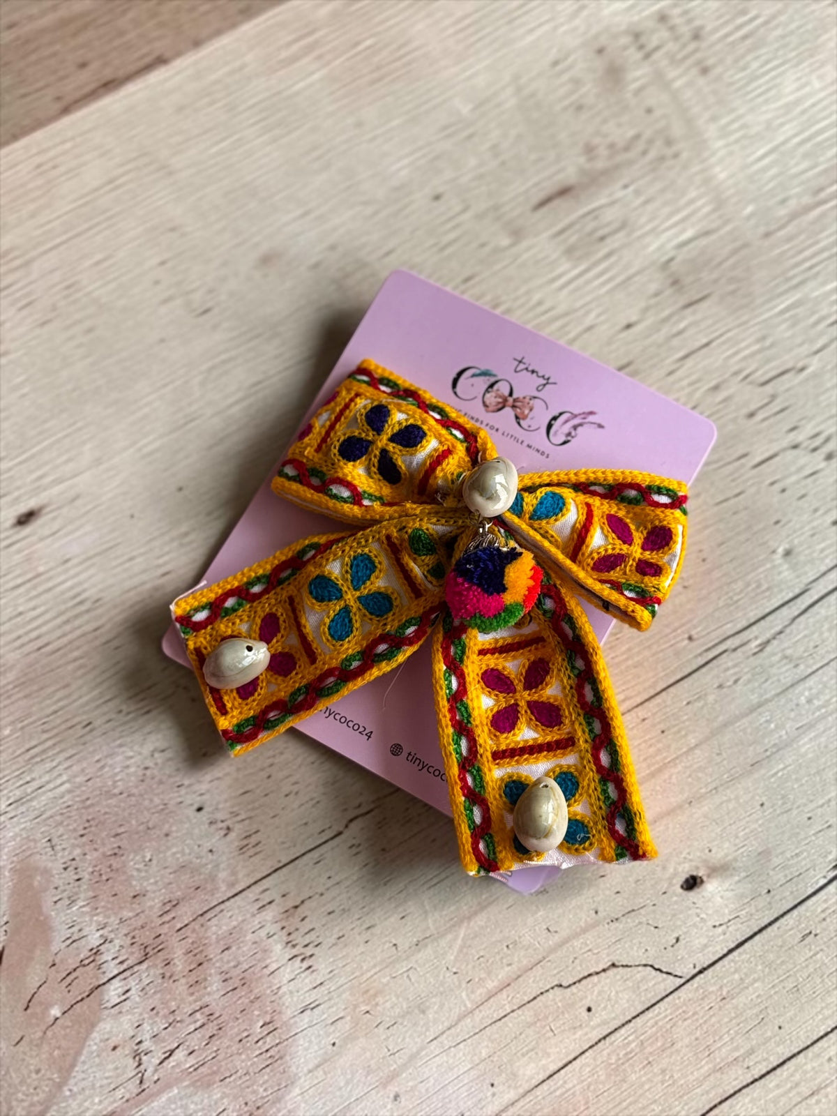 Ethnic Embroidered Hair Bow Barrette