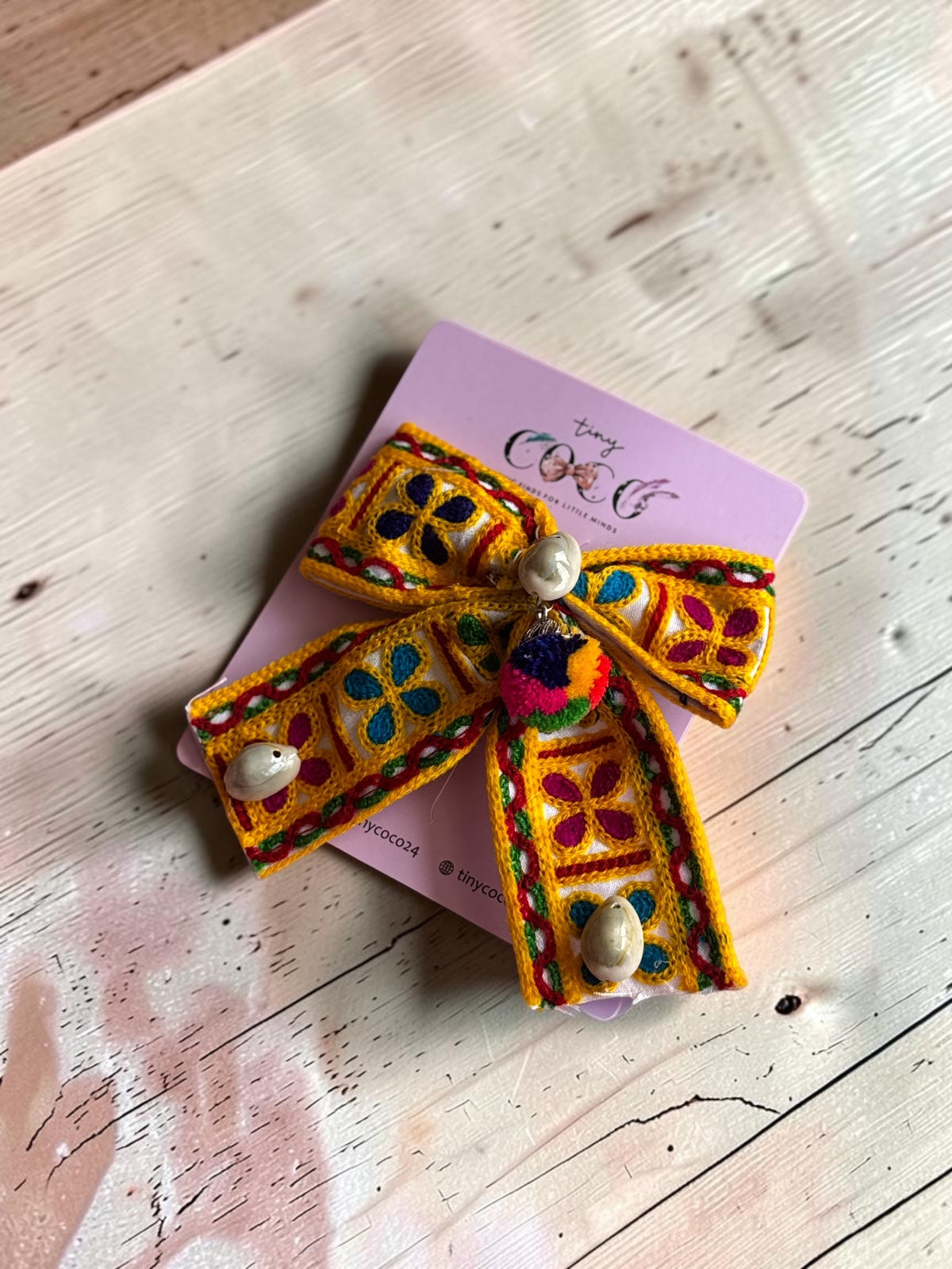 Ethnic Embroidered Hair Bow Barrette