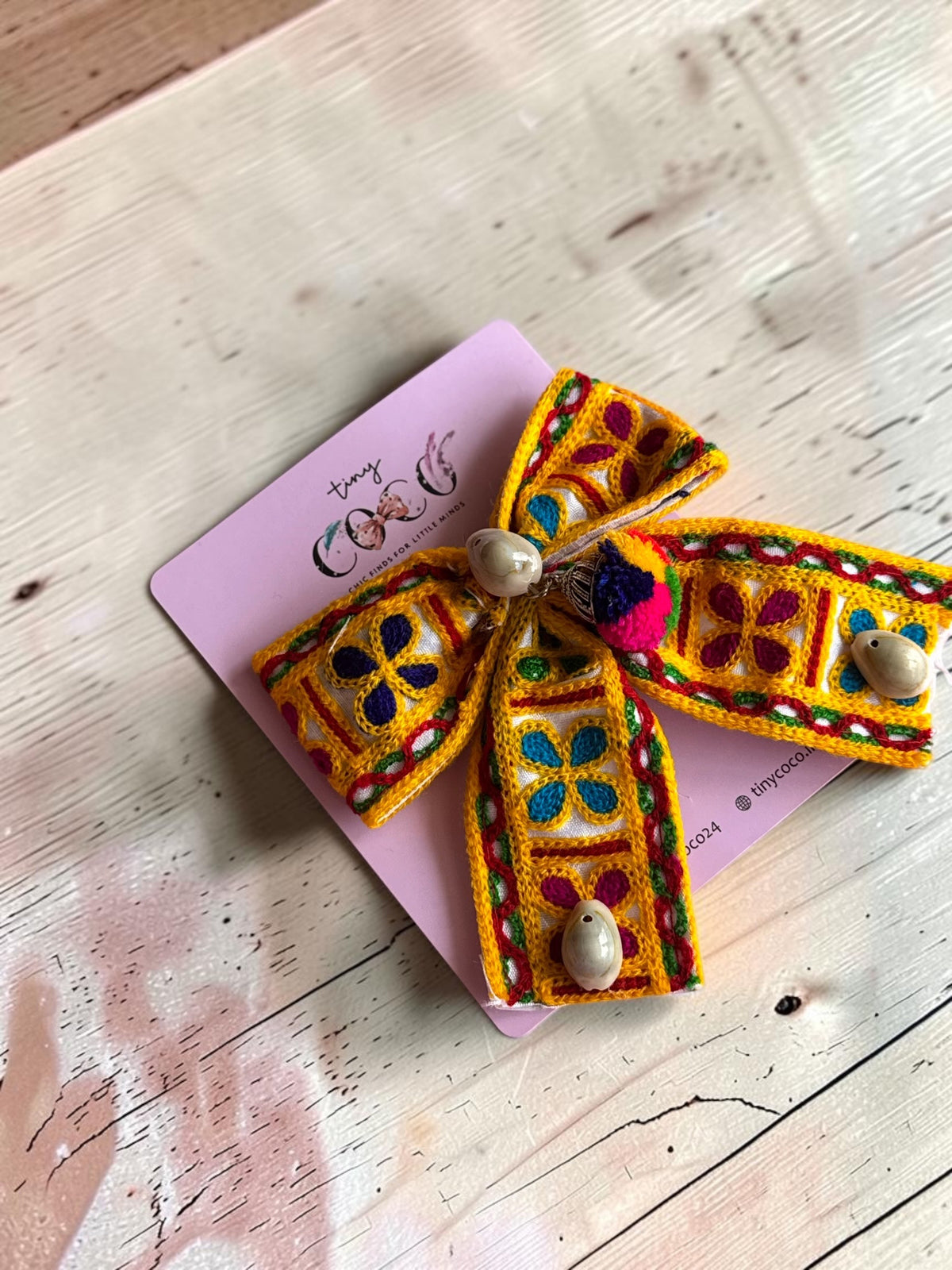 Ethnic Embroidered Hair Bow Barrette