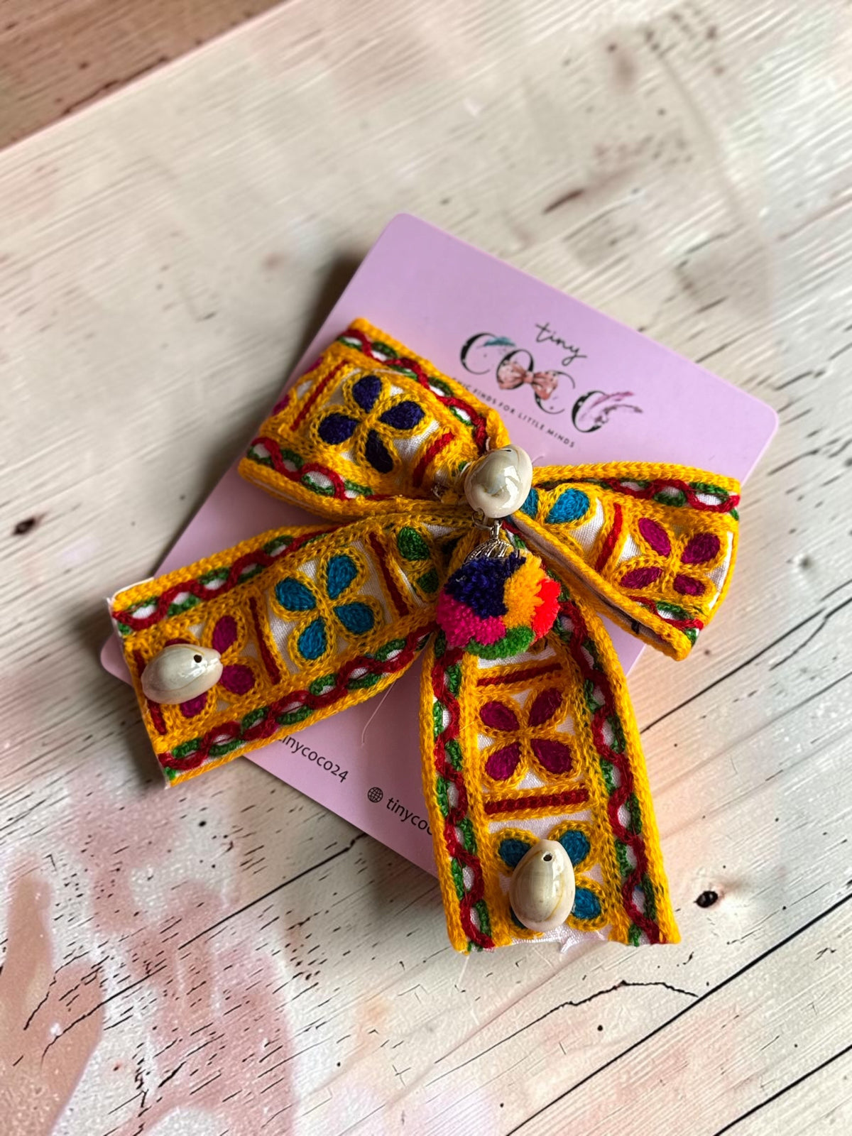 Ethnic Embroidered Hair Bow Barrette