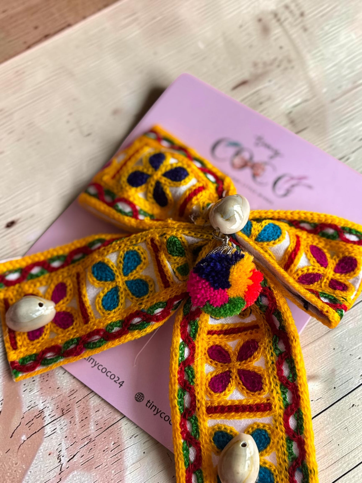 Ethnic Embroidered Hair Bow Barrette