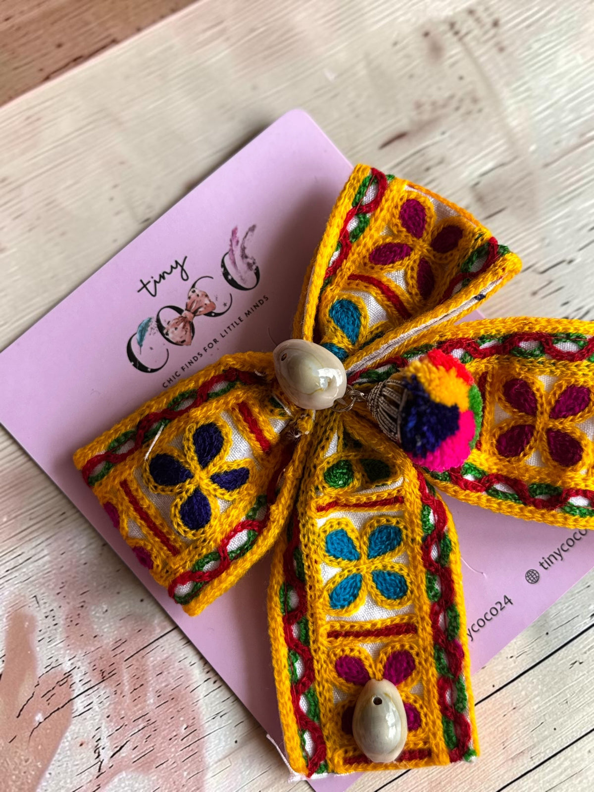 Ethnic Embroidered Hair Bow Barrette