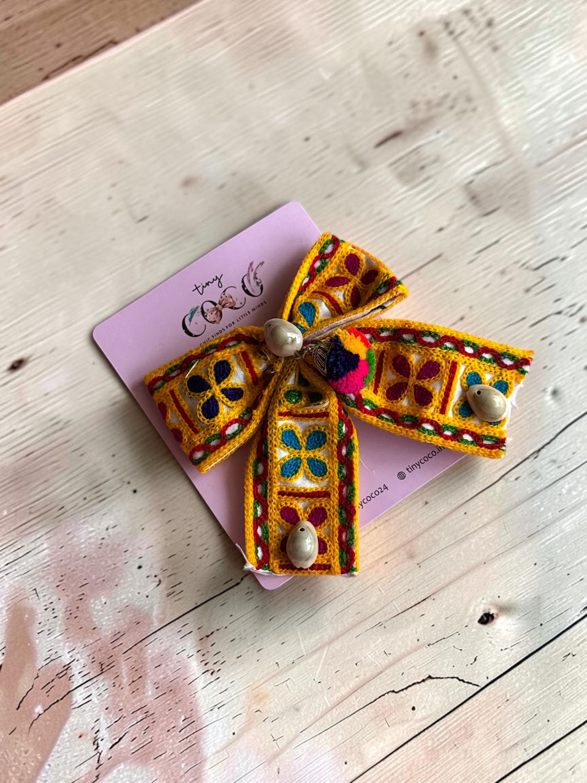 Ethnic Embroidered Hair Bow Barrette