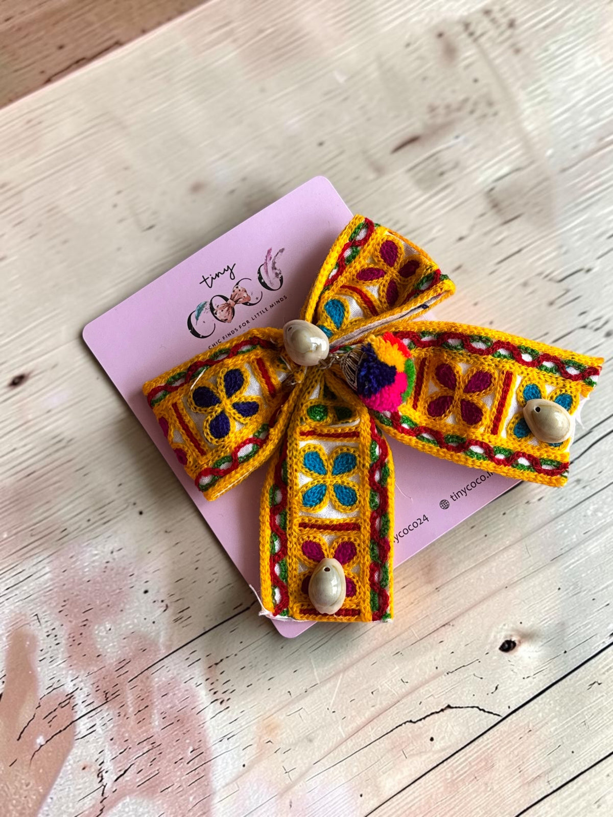 Ethnic Embroidered Hair Bow Barrette