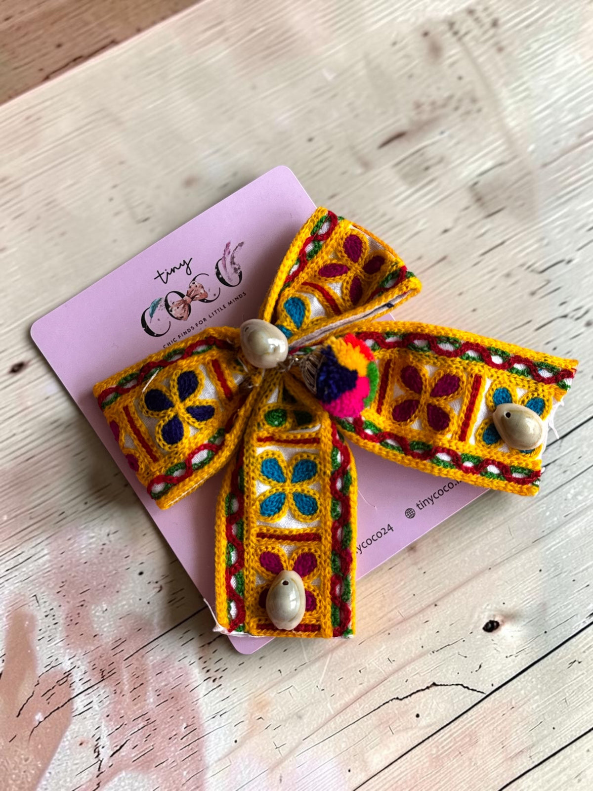 Ethnic Embroidered Hair Bow Barrette
