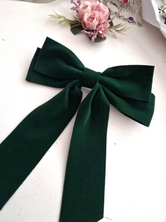 Emerald Streamer Velvet Bow
