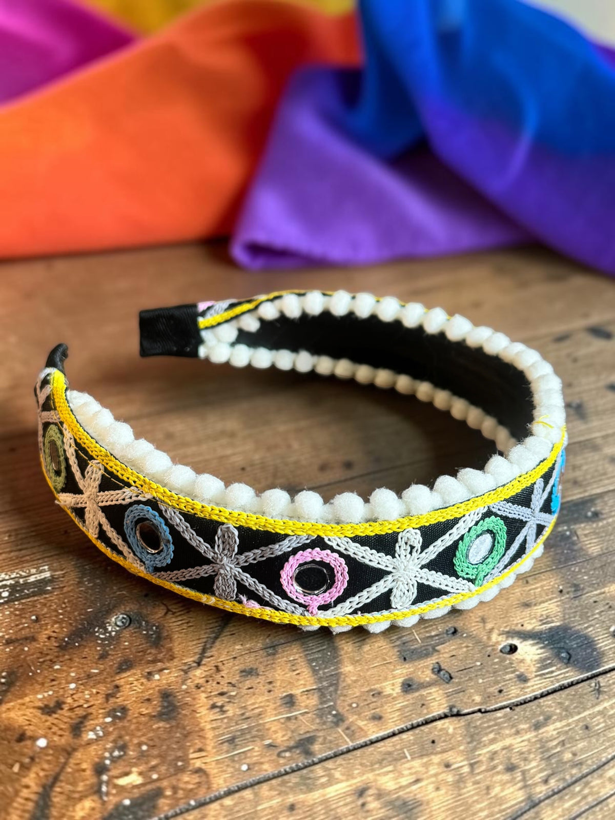 Utsav Pom-Pom & Kutchi Embroidered Headband