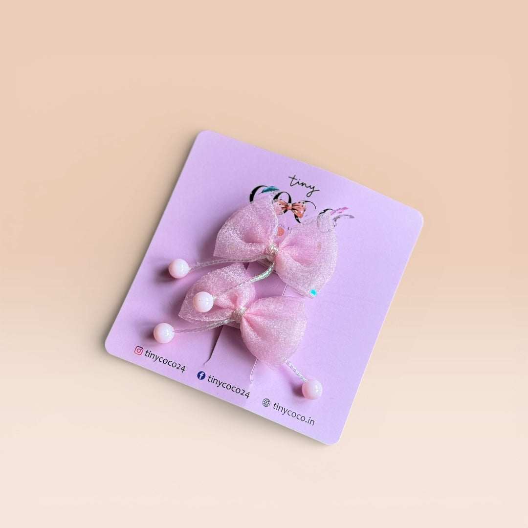 Organza Beaded Bow Clips