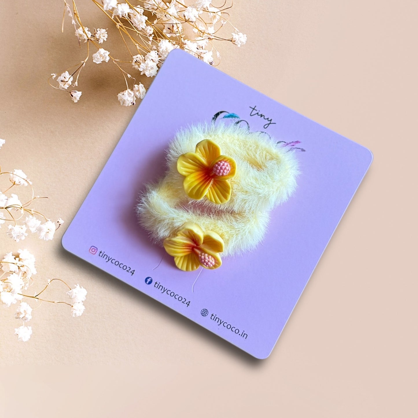 Tropical Hibiscus Fuzzy Hair Ties (Set of 2)