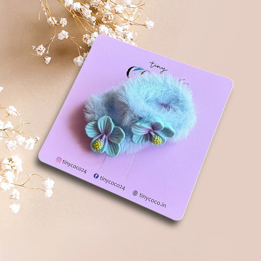 Tropical Hibiscus Fuzzy Hair Ties (Set of 2)