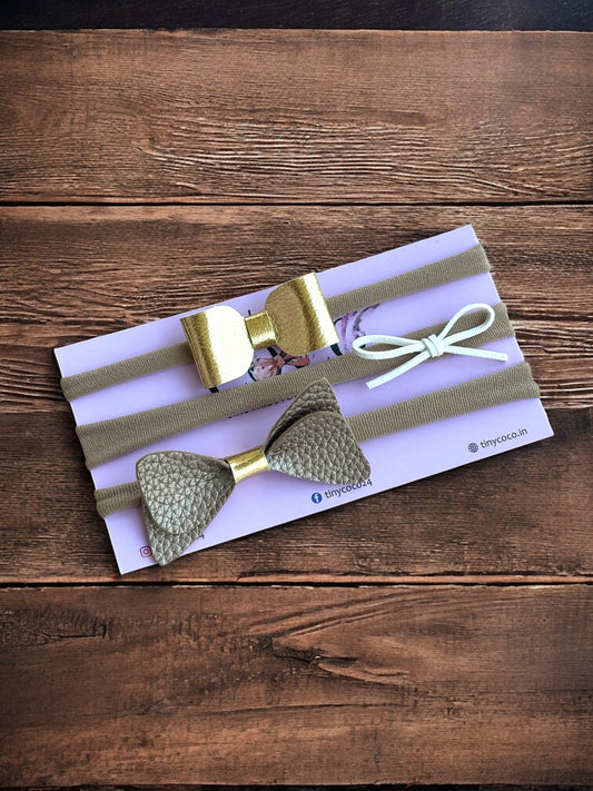 Golden Luxe Bow Headband Trio