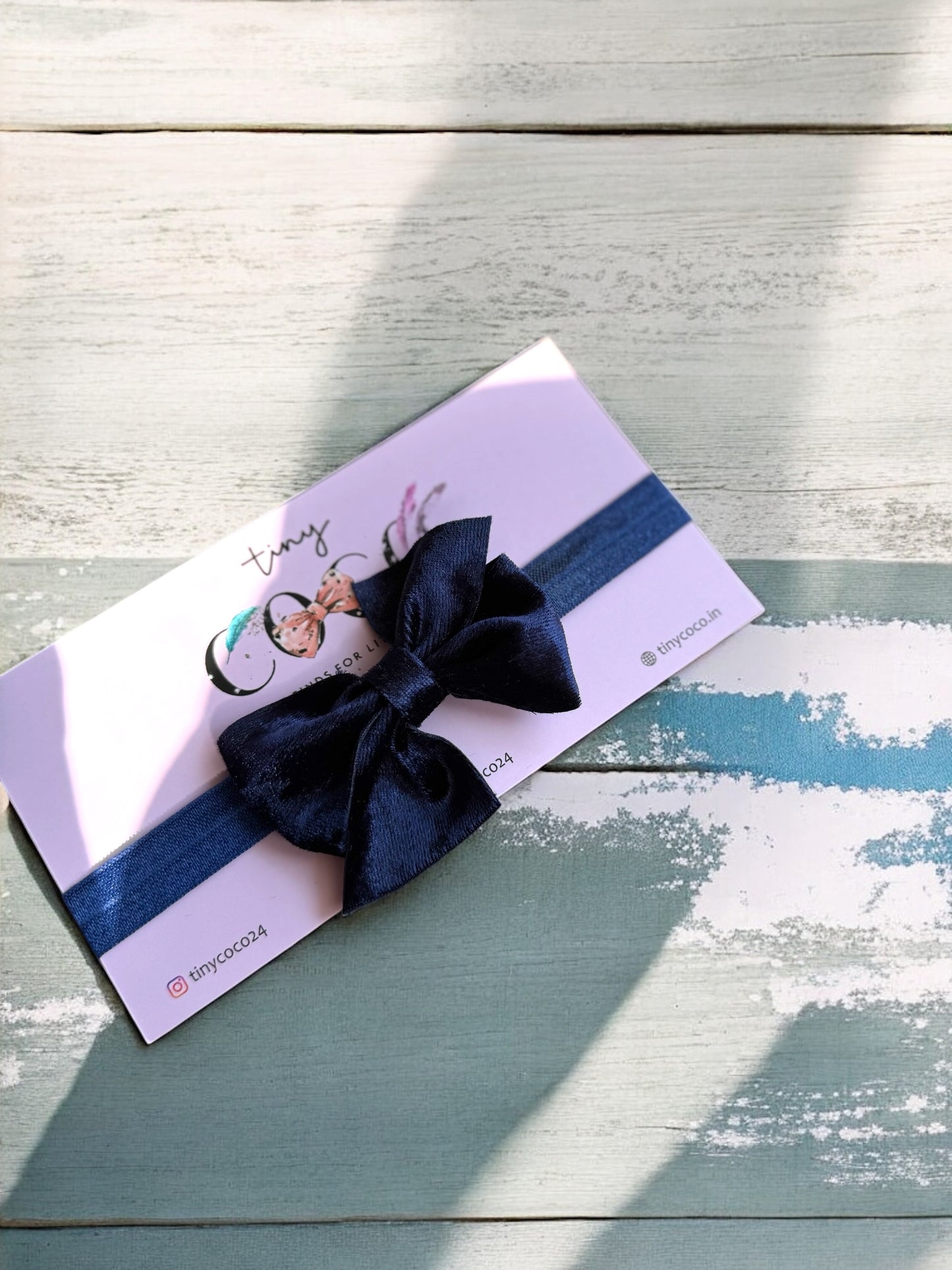 Classic Navy Velvet Bow Headband