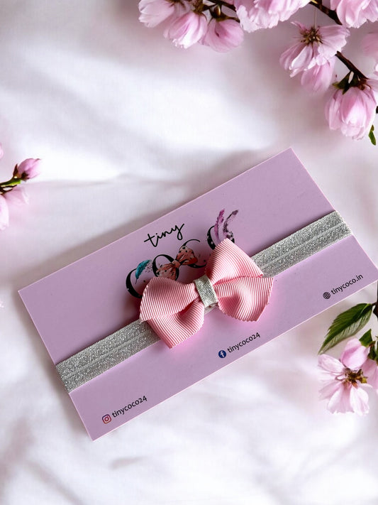 Glittering Pink Bow Headband