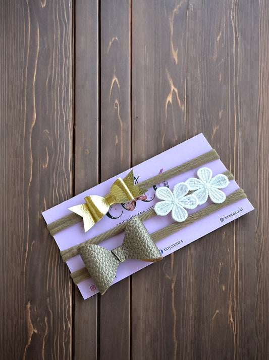 Golden Glow & Delicate Bloom Headband Trio