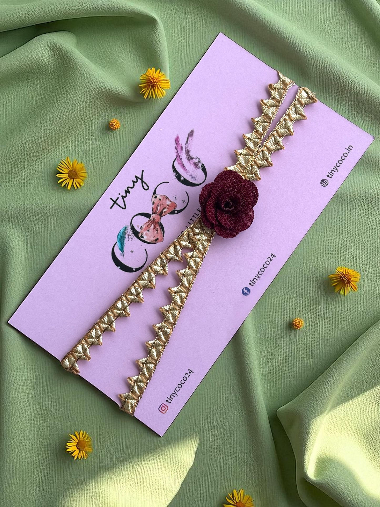 Festive Bloom Gold Trim Headband