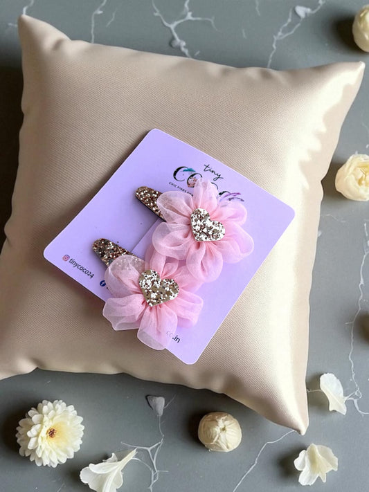 Heart Bloom Glitter Clips