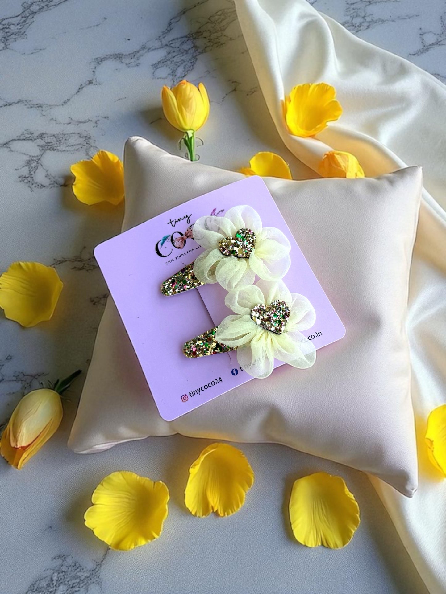 Heart Bloom Glitter Clips