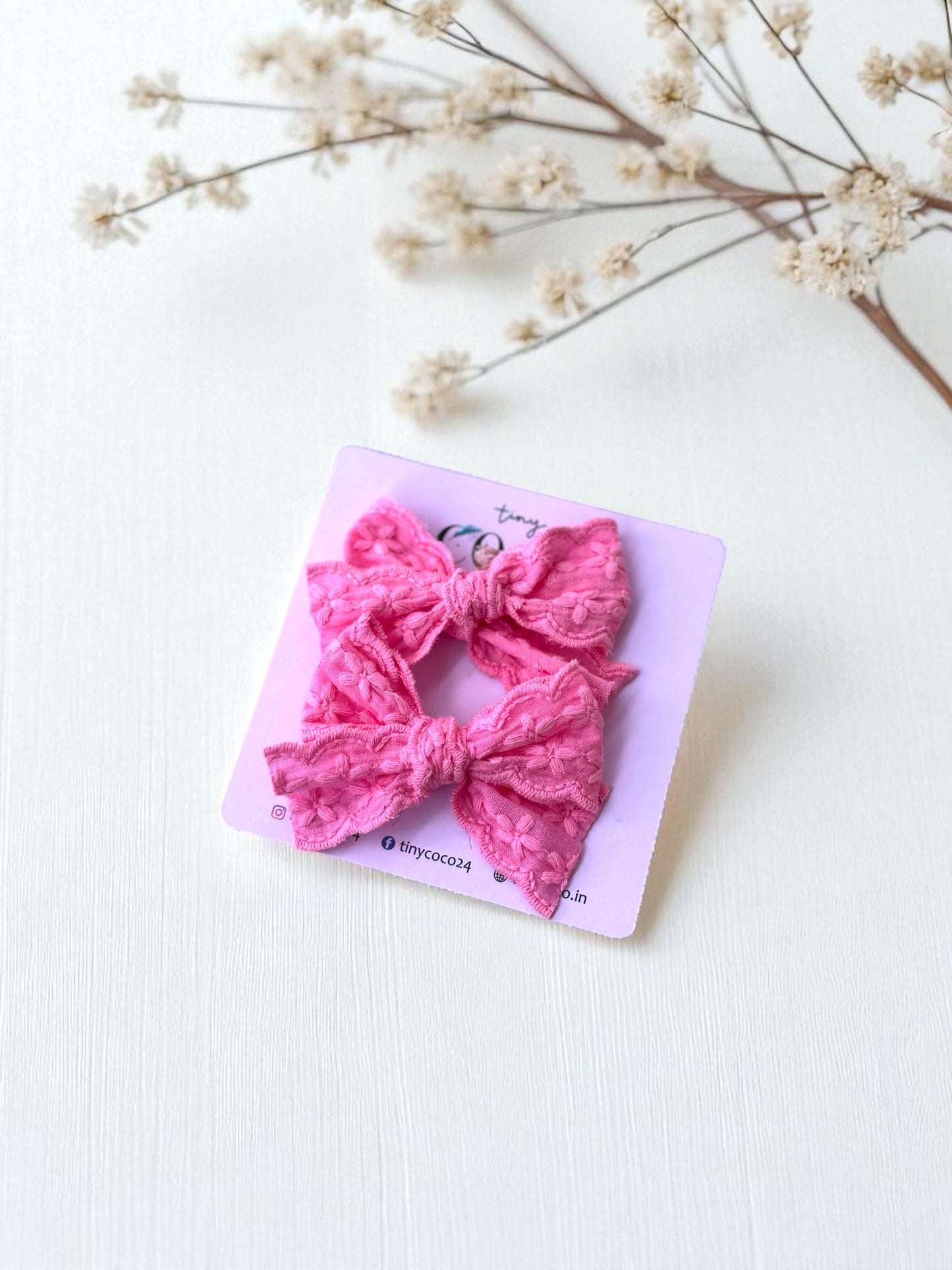 Garden Party Pigtail Bows ( Dark Pink)