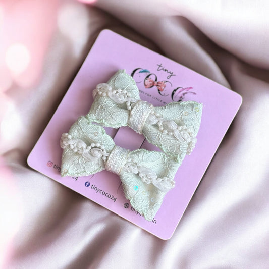 Heirloom Lace Bow Clips (Pair)