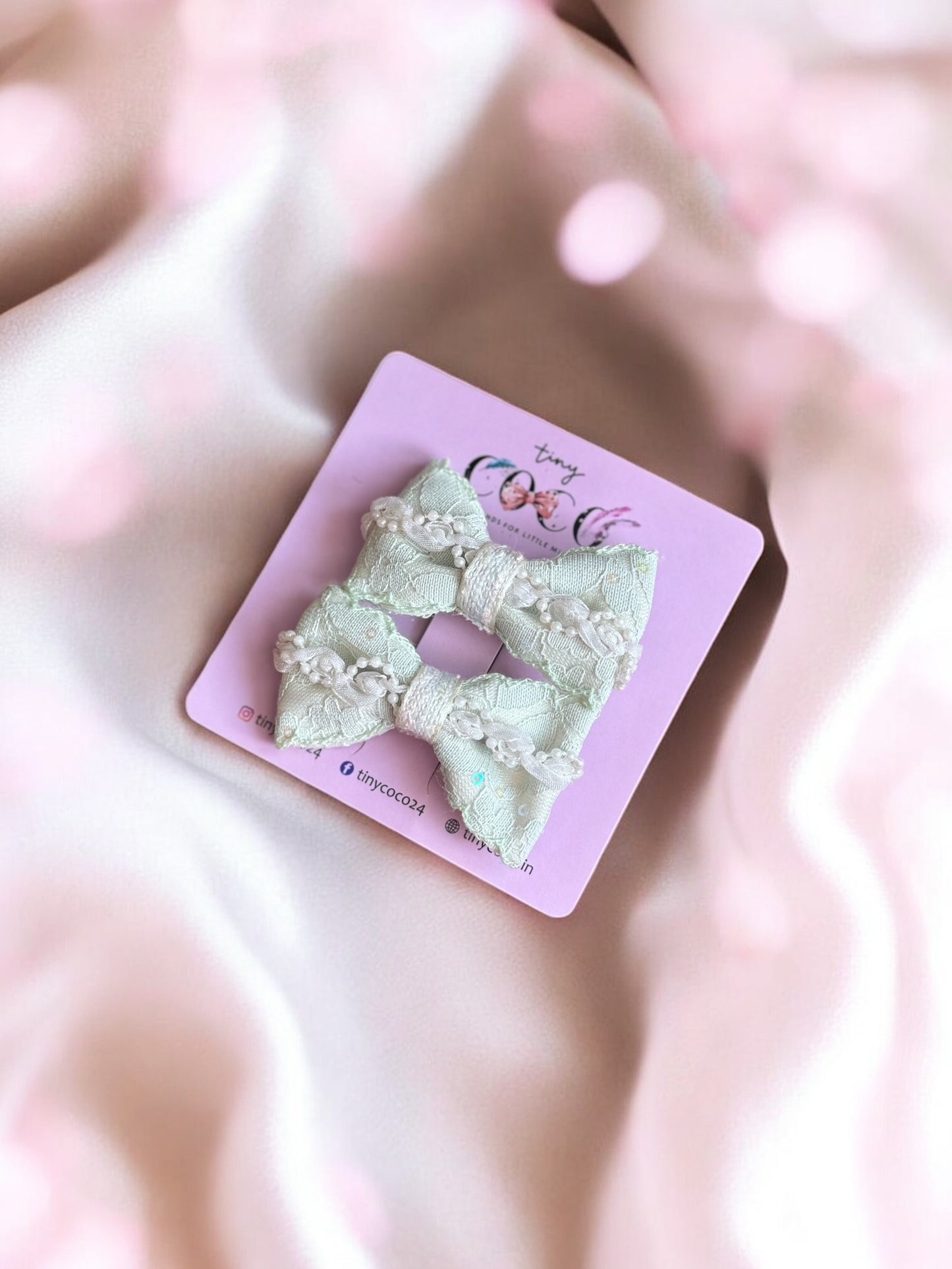 Heirloom Lace Bow Clips (Pair)