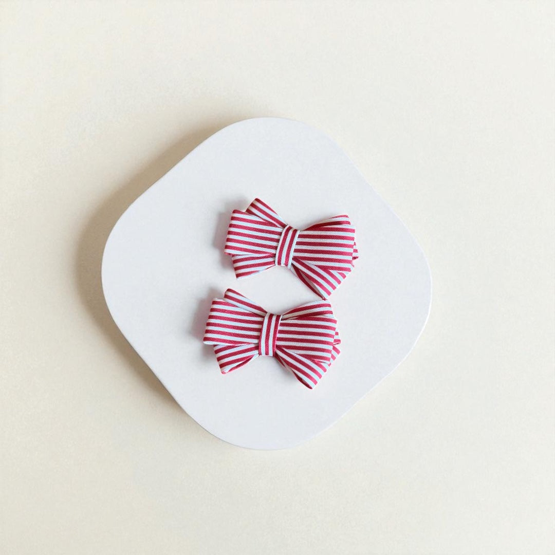 Classic Pinstripe Bow Clips (Pair)