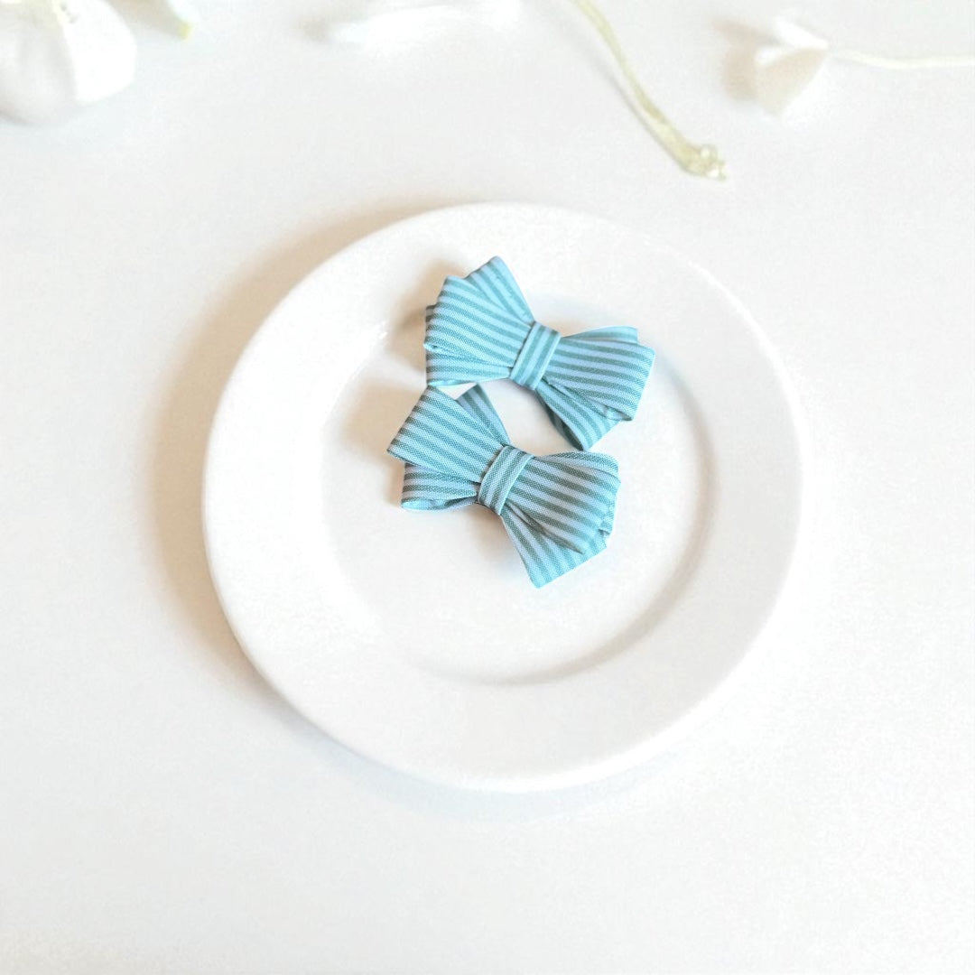 Classic Pinstripe Bow Clips (Pair)