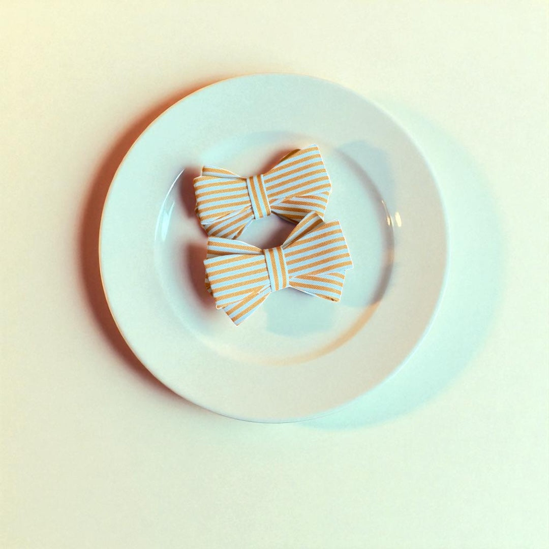 Classic Pinstripe Bow Clips (Pair)