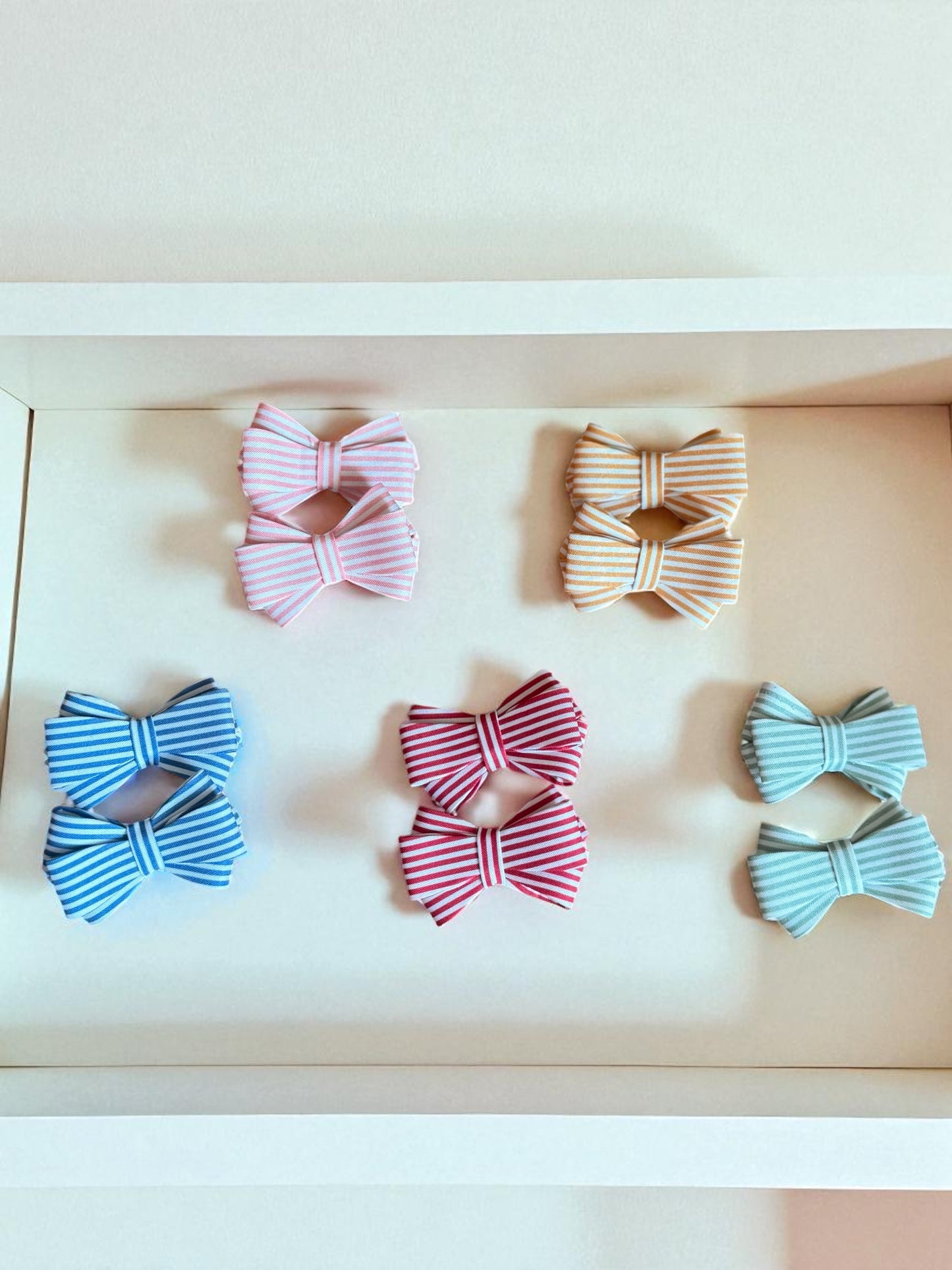 Classic Pinstripe Bow Clips (Pair)