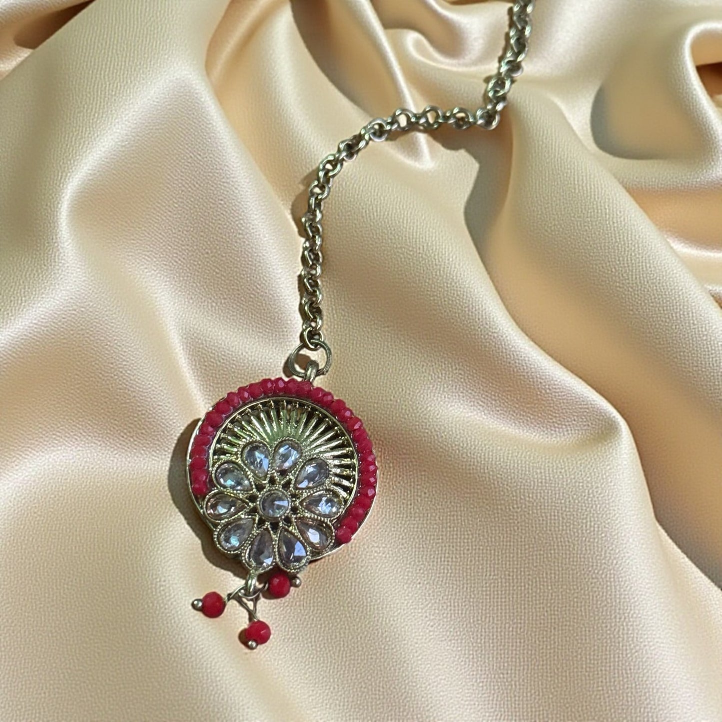Crimson Halo Headpiece (Maang Tikka)
