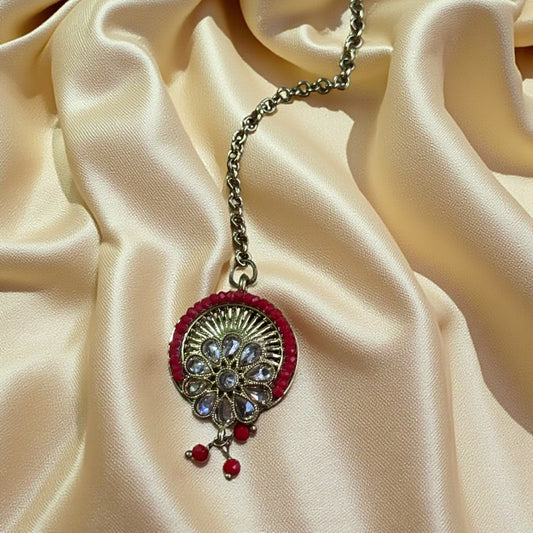 Crimson Halo Headpiece (Maang Tikka)