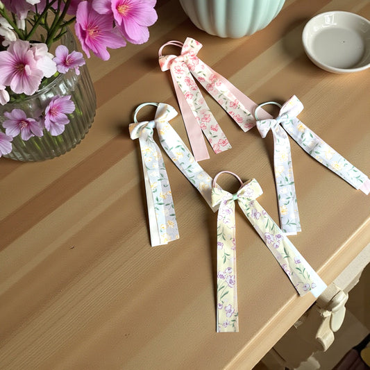 Long Tail Flower Bow Ponytail Tie