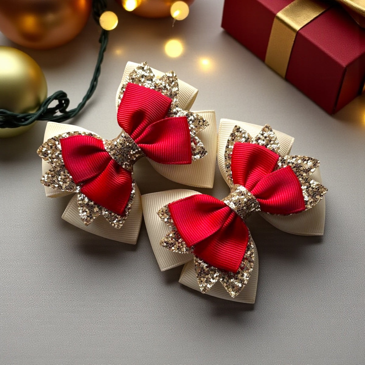 Triple Layer Christmas Glamour Bow (single piece)