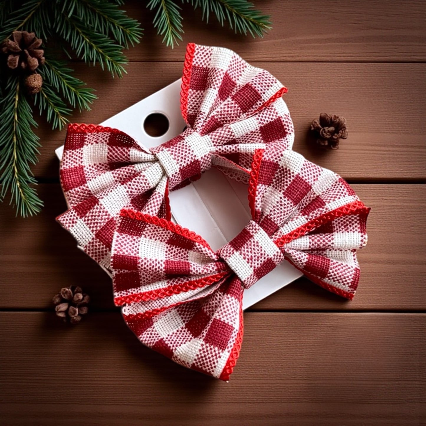 Rustic Gingham Holiday Bow Set