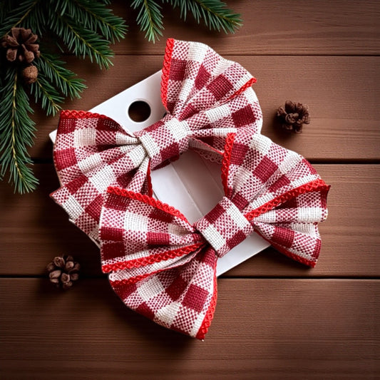Rustic Gingham Holiday Bow Set