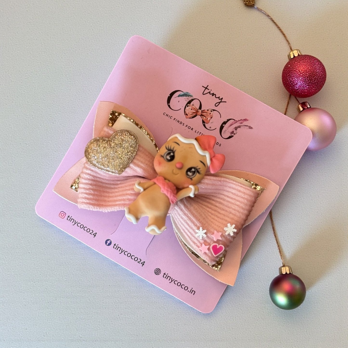 Sweetheart Gingerbread Girl Statement Bow